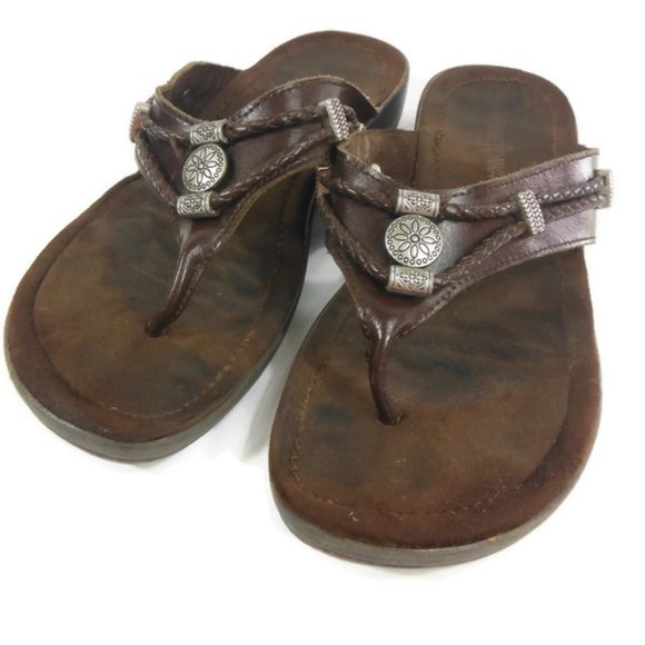 Minnetonka Shoes | Minnetonka Silverthorne Brown Leather Sandals 7 | Poshmark
